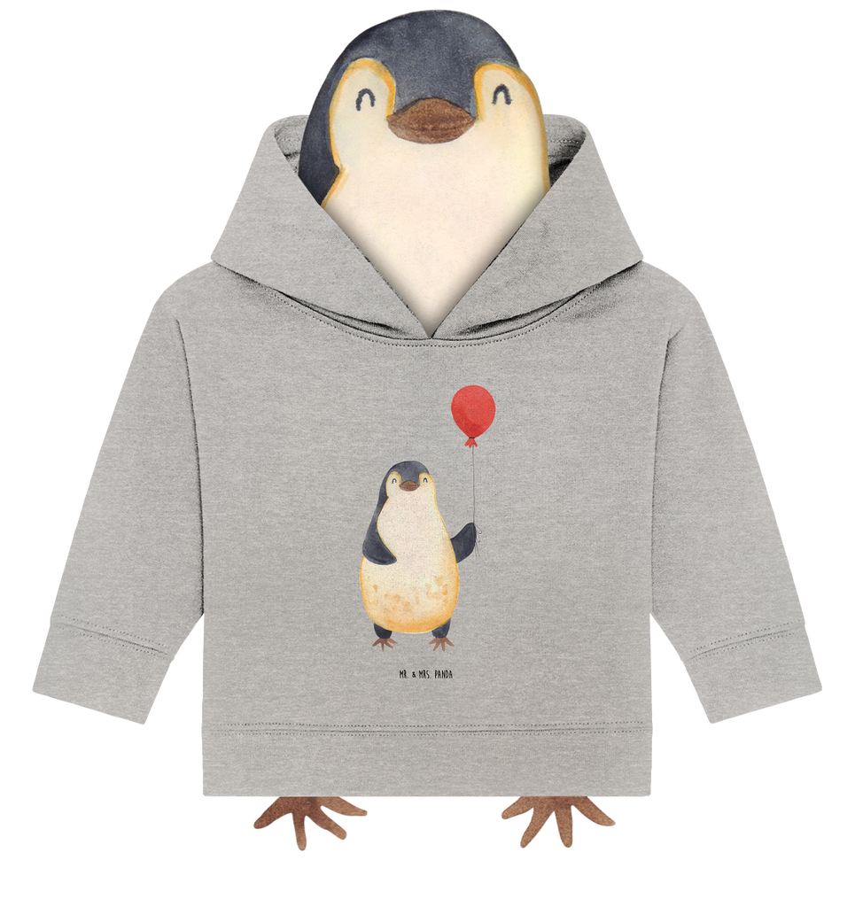 Organic Baby Hoodie Pinguin Luftballon Baby Kapuzenshirt, Baby Kapuzensweatshirt, Baby Hoodie, Baby Pullover, Pinguin, Pinguine, Luftballon, Tagträume, Lebenslust, Geschenk Freundin, Geschenkidee, beste Freundin, Motivation, Neustart, neues Leben, Liebe, Glück