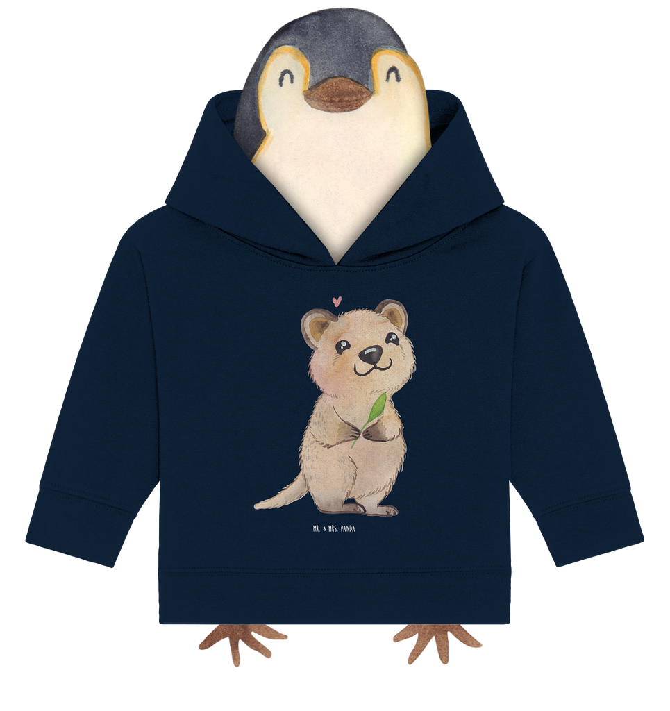 Organic Baby Hoodie Quokka Happy Baby Kapuzenshirt, Baby Kapuzensweatshirt, Baby Hoodie, Baby Pullover, Tiermotive, Gute Laune, lustige Sprüche, Tiere, Quokka, Verschieben, Aufschieberitis, Lustiger Spruch, Niedliches Tier, Dinge erledigen