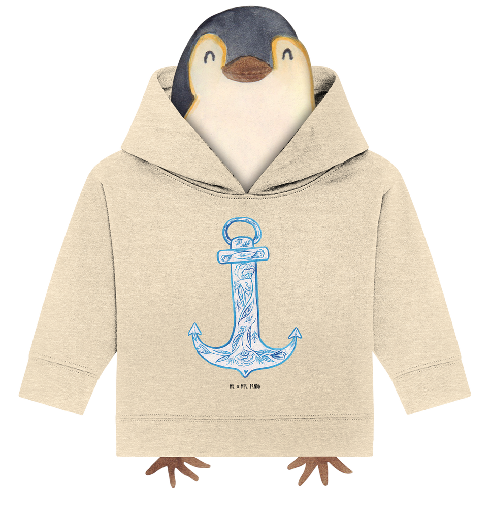 Organic Baby Hoodie Anker Blau Baby Kapuzenshirt, Baby Kapuzensweatshirt, Baby Hoodie, Baby Pullover, Tiermotive, Gute Laune, lustige Sprüche, Tiere