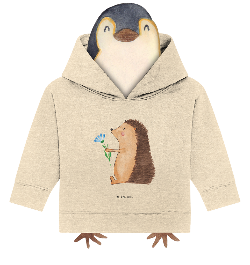 Organic Baby Hoodie Igel Blumen Baby Kapuzenshirt, Baby Kapuzensweatshirt, Baby Hoodie, Baby Pullover, Tiermotive, Gute Laune, lustige Sprüche, Tiere, Igel, Gute Besserung, Genesungswünsche, Krankheit, Krankenhaus, krank, Besuch