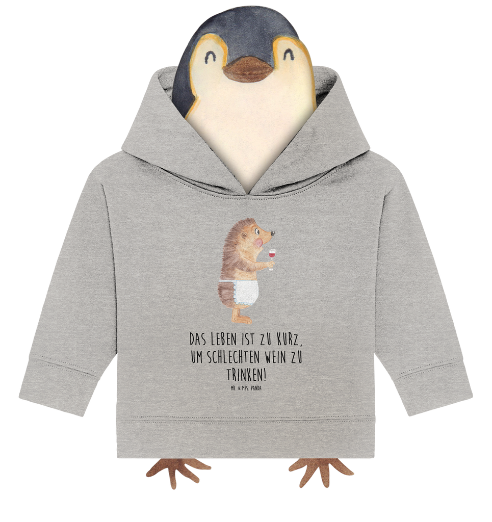 Organic Baby Hoodie Igel Wein Baby Kapuzenshirt, Baby Kapuzensweatshirt, Baby Hoodie, Baby Pullover, Tiermotive, Gute Laune, lustige Sprüche, Tiere, Wein Spruch, Igel, Geschenk Weintrinker, Geschenk Weinliebhaber, Wein Deko, Weinglas, Rotwein, Weißwein, Wein trinken