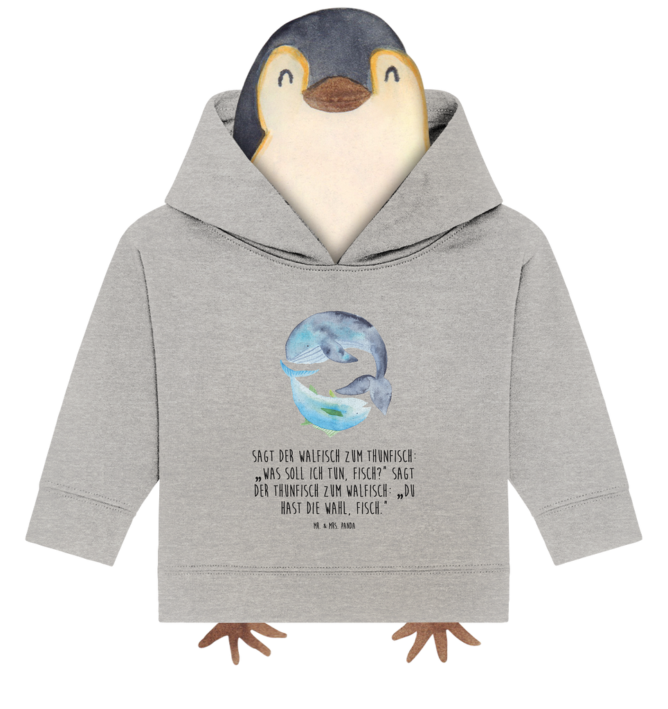 Organic Baby Hoodie Walfisch Thunfisch Baby Kapuzenshirt, Baby Kapuzensweatshirt, Baby Hoodie, Baby Pullover, Tiermotive, Gute Laune, lustige Sprüche, Tiere, Wal, Wahl, Tunfisch, Wortwitz lustig, Spruch lustig, Flachwitz, Witz, Spruch des Tages, Flachwitz Geschenk