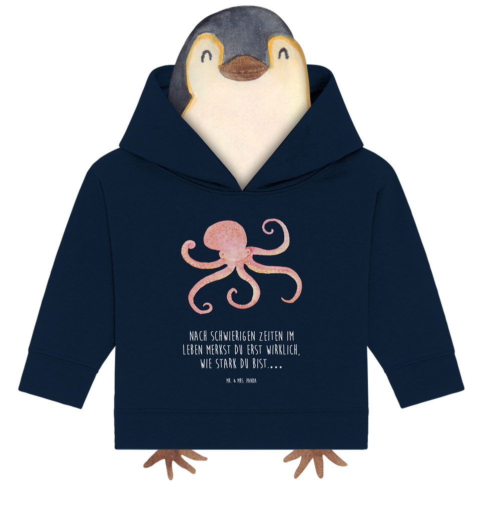 Organic Baby Hoodie Tintenfisch Baby Kapuzenshirt, Baby Kapuzensweatshirt, Baby Hoodie, Baby Pullover, Tiermotive, Gute Laune, lustige Sprüche, Tiere, Meer, Meerestier, Krake, Tintenfisch, Arme, Wasser, Ozean