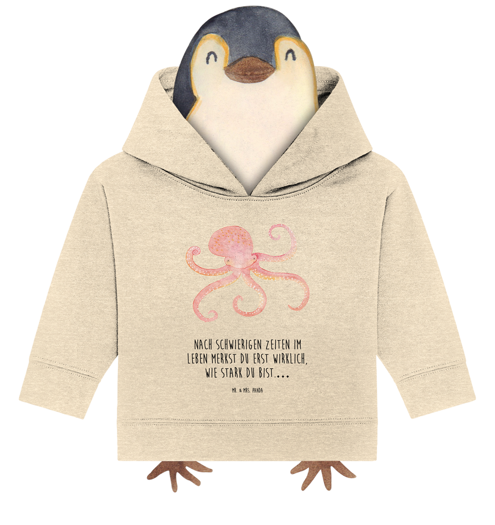 Organic Baby Hoodie Tintenfisch Baby Kapuzenshirt, Baby Kapuzensweatshirt, Baby Hoodie, Baby Pullover, Tiermotive, Gute Laune, lustige Sprüche, Tiere, Meer, Meerestier, Krake, Tintenfisch, Arme, Wasser, Ozean