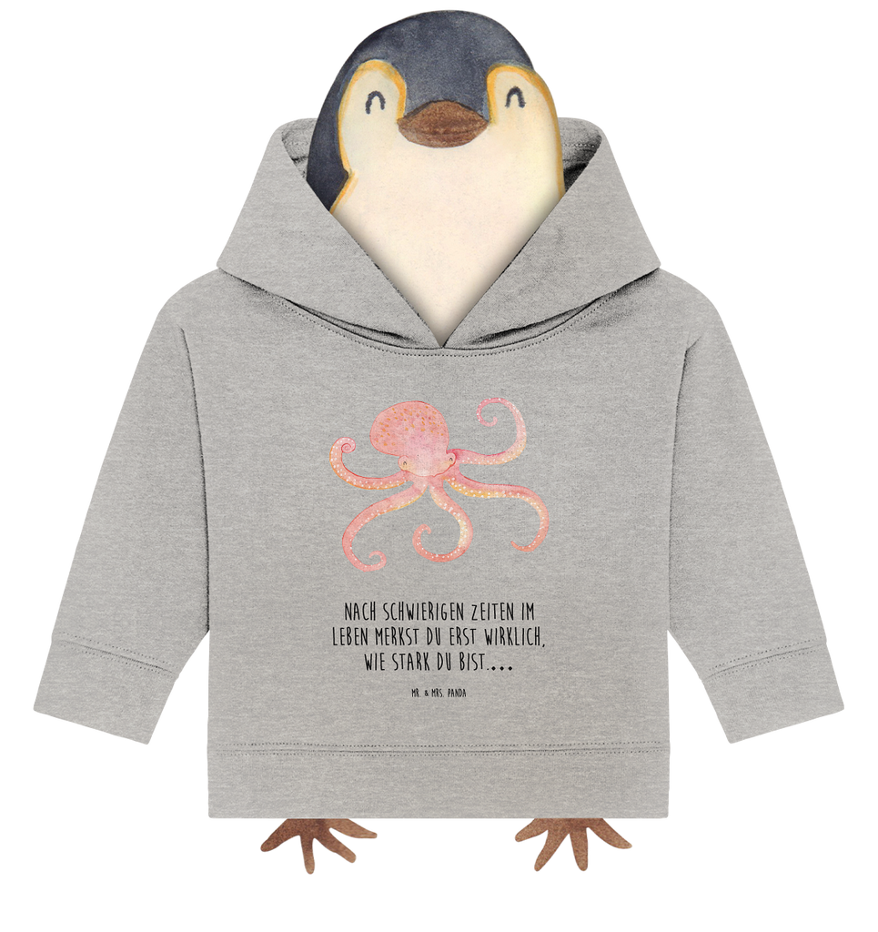 Organic Baby Hoodie Tintenfisch Baby Kapuzenshirt, Baby Kapuzensweatshirt, Baby Hoodie, Baby Pullover, Tiermotive, Gute Laune, lustige Sprüche, Tiere, Meer, Meerestier, Krake, Tintenfisch, Arme, Wasser, Ozean