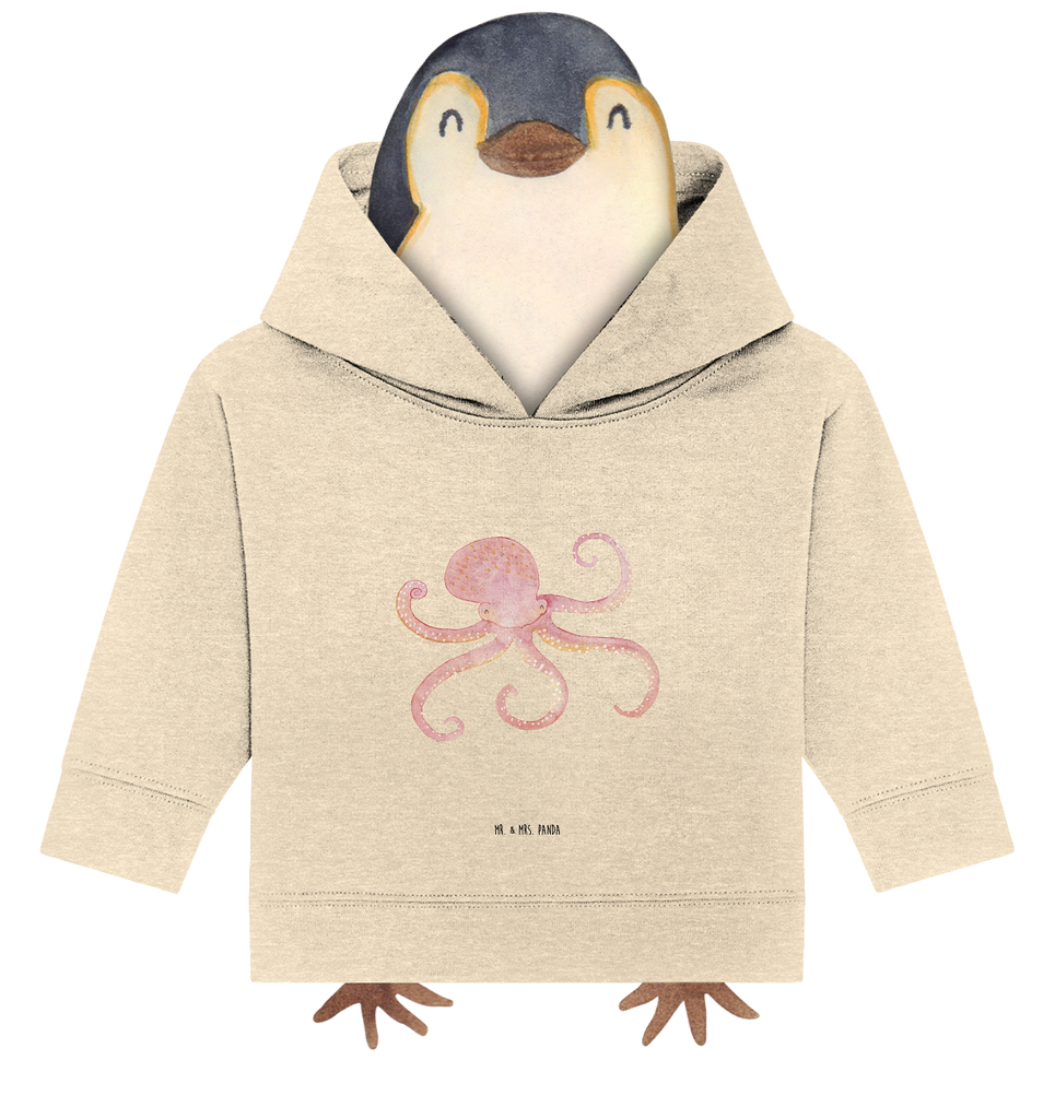 Organic Baby Hoodie Tintenfisch Baby Kapuzenshirt, Baby Kapuzensweatshirt, Baby Hoodie, Baby Pullover, Tiermotive, Gute Laune, lustige Sprüche, Tiere, Meer, Meerestier, Krake, Tintenfisch, Arme, Wasser, Ozean