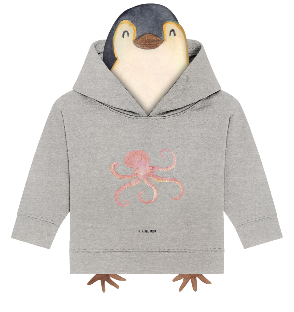 Organic Baby Hoodie Tintenfisch Baby Kapuzenshirt, Baby Kapuzensweatshirt, Baby Hoodie, Baby Pullover, Tiermotive, Gute Laune, lustige Sprüche, Tiere, Meer, Meerestier, Krake, Tintenfisch, Arme, Wasser, Ozean