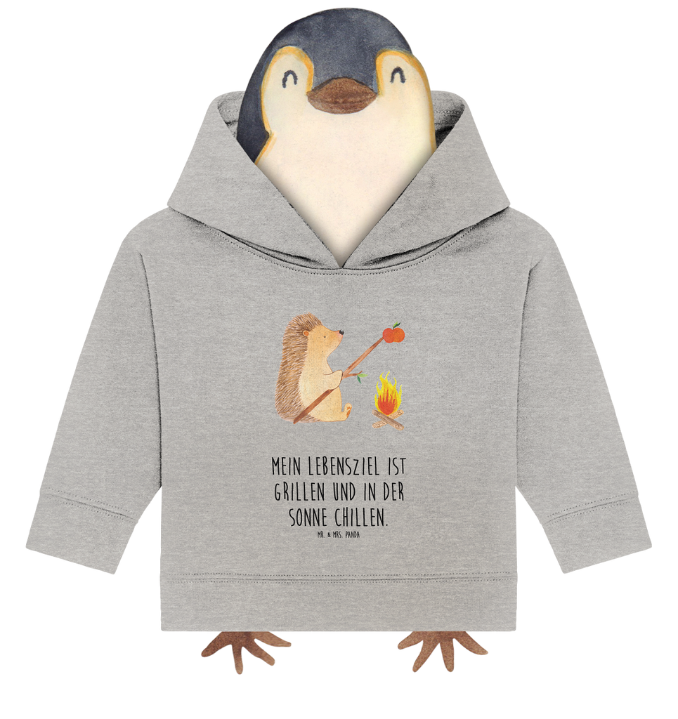 Organic Baby Hoodie Igel Grillen Baby Kapuzenshirt, Baby Kapuzensweatshirt, Baby Hoodie, Baby Pullover, Tiermotive, Gute Laune, lustige Sprüche, Tiere, Igel, Grillen, Ziele, Motivation, arbeitslos, Sinn des Lebens, Spruch