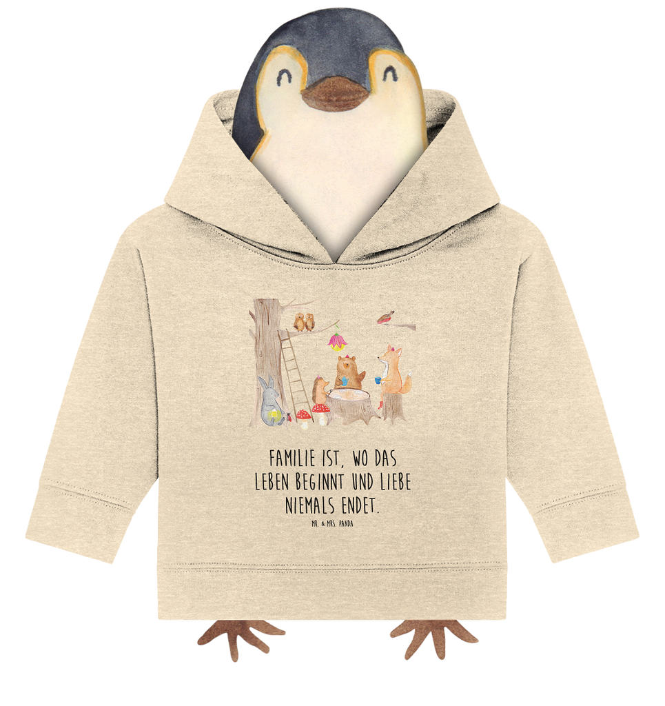 Organic Baby Hoodie Waldtiere Picknick Baby Kapuzenshirt, Baby Kapuzensweatshirt, Baby Hoodie, Baby Pullover, Tiermotive, Gute Laune, lustige Sprüche, Tiere, Waldtiere, Picknick, Wald, Fuchs, Hase, Igel, Maus, Eichhörnchen