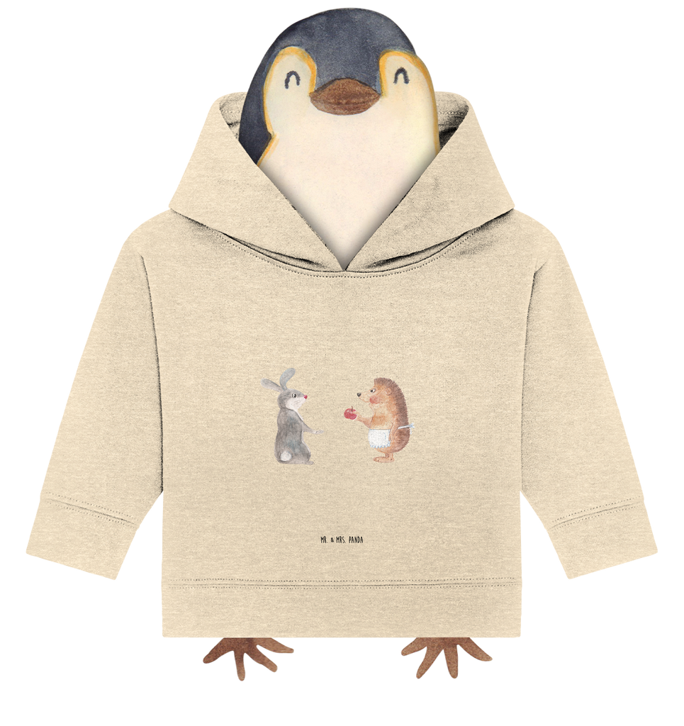 Organic Baby Hoodie Hase Igel Baby Kapuzenshirt, Baby Kapuzensweatshirt, Baby Hoodie, Baby Pullover, Tiermotive, Gute Laune, lustige Sprüche, Tiere, Igel und Hase, Igel, Hase, Liebe Spruch, Liebeskummer Geschenk, Herzschmerz, Trösten, Trennungsschmerz, Spruch romantisch