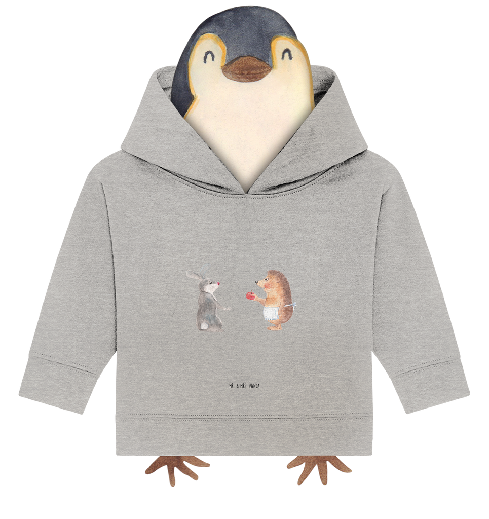 Organic Baby Hoodie Hase Igel Baby Kapuzenshirt, Baby Kapuzensweatshirt, Baby Hoodie, Baby Pullover, Tiermotive, Gute Laune, lustige Sprüche, Tiere, Igel und Hase, Igel, Hase, Liebe Spruch, Liebeskummer Geschenk, Herzschmerz, Trösten, Trennungsschmerz, Spruch romantisch