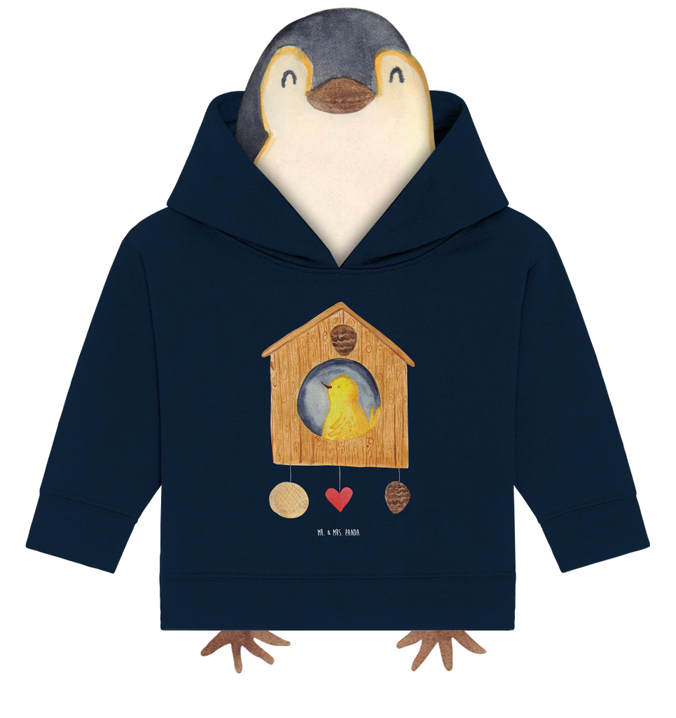 Organic Baby Hoodie Vogelhaus Home Baby Kapuzenshirt, Baby Kapuzensweatshirt, Baby Hoodie, Baby Pullover, Tiermotive, Gute Laune, lustige Sprüche, Tiere, Vogelhaus, Vogel, Home sweet Home, Einzug, Umzug, Geschenk, Einzugsgeschenk, Hausbau, Haus