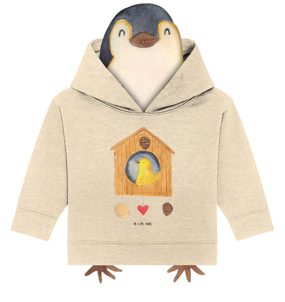 Organic Baby Hoodie Vogelhaus Home Baby Kapuzenshirt, Baby Kapuzensweatshirt, Baby Hoodie, Baby Pullover, Tiermotive, Gute Laune, lustige Sprüche, Tiere, Vogelhaus, Vogel, Home sweet Home, Einzug, Umzug, Geschenk, Einzugsgeschenk, Hausbau, Haus