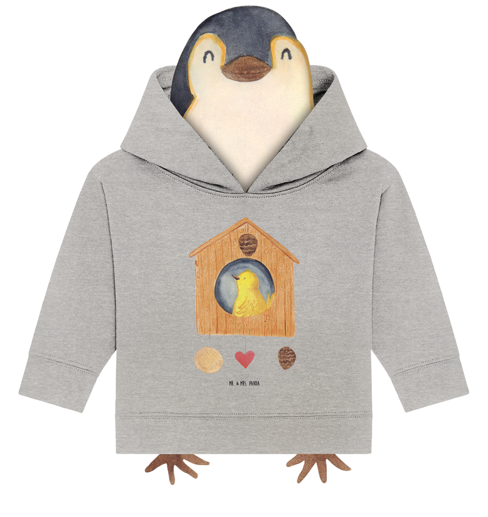 Organic Baby Hoodie Vogelhaus Home Baby Kapuzenshirt, Baby Kapuzensweatshirt, Baby Hoodie, Baby Pullover, Tiermotive, Gute Laune, lustige Sprüche, Tiere, Vogelhaus, Vogel, Home sweet Home, Einzug, Umzug, Geschenk, Einzugsgeschenk, Hausbau, Haus