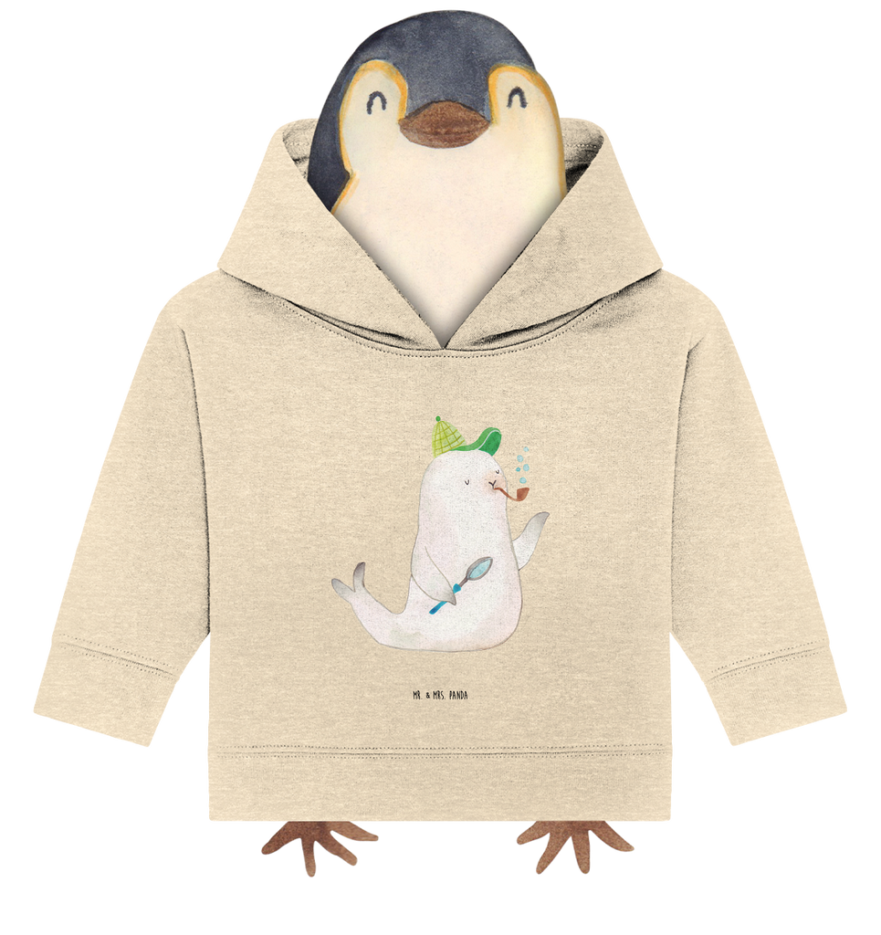 Organic Baby Hoodie Robbe Sherlock Baby Kapuzenshirt, Baby Kapuzensweatshirt, Baby Hoodie, Baby Pullover, Tiermotive, Gute Laune, lustige Sprüche, Tiere