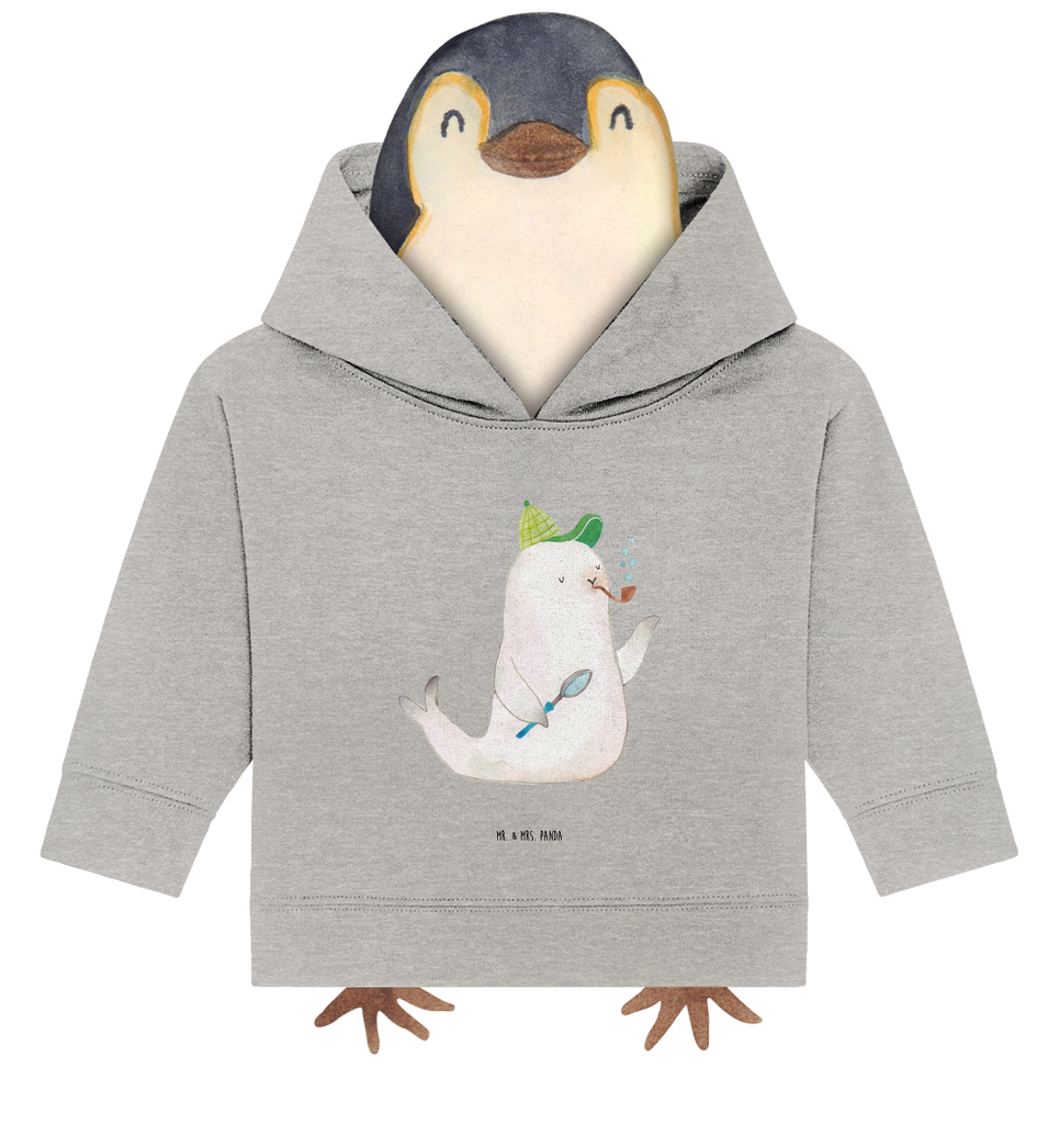 Organic Baby Hoodie Robbe Sherlock Baby Kapuzenshirt, Baby Kapuzensweatshirt, Baby Hoodie, Baby Pullover, Tiermotive, Gute Laune, lustige Sprüche, Tiere