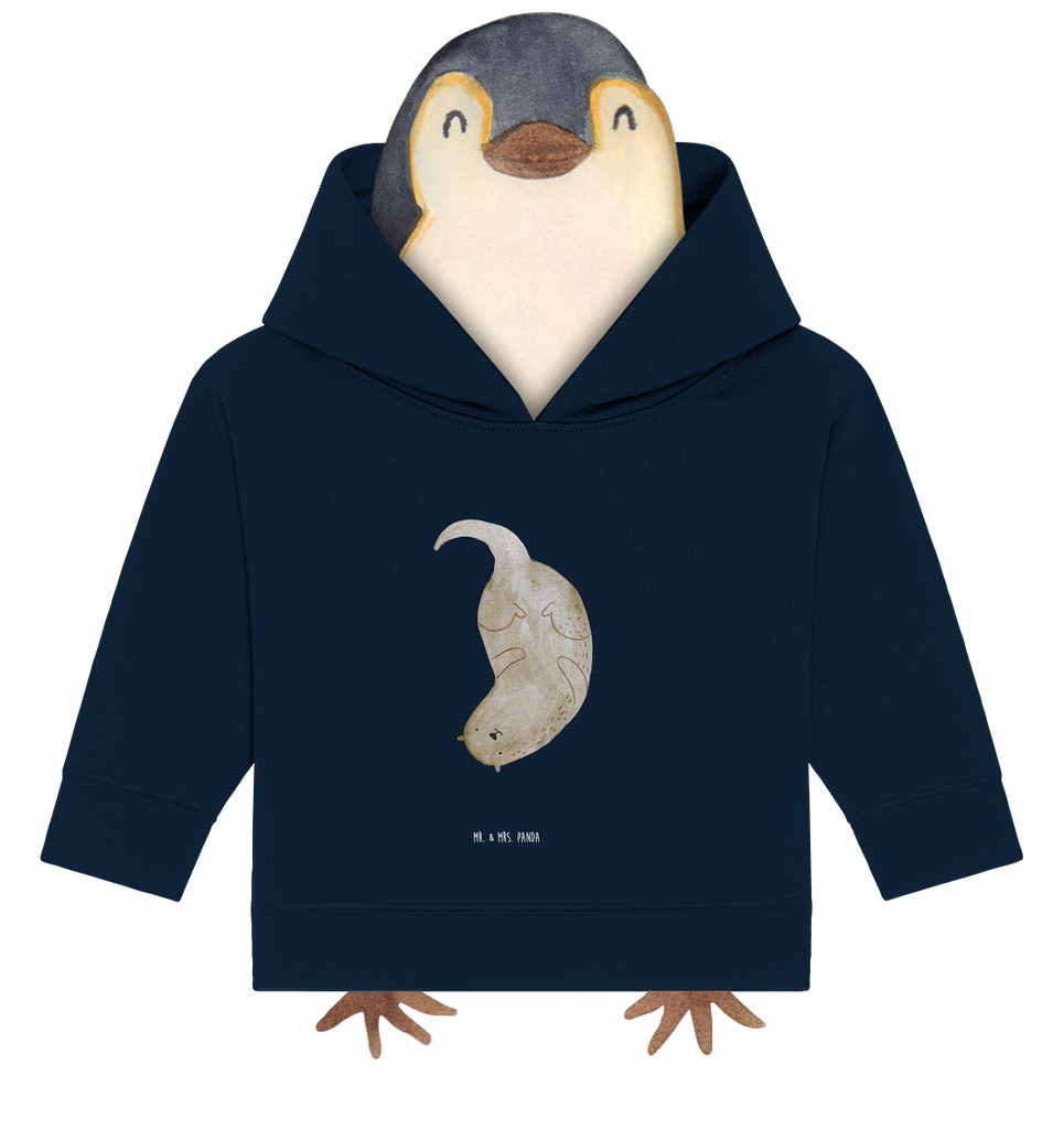 Organic Baby Hoodie Otter Kopfüber Baby Kapuzenshirt, Baby Kapuzensweatshirt, Baby Hoodie, Baby Pullover, Otter, Fischotter, Seeotter, Otter Seeotter See Otter