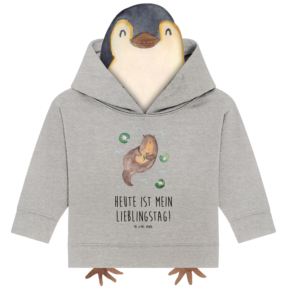 Organic Baby Hoodie Otter Seerose Baby Kapuzenshirt, Baby Kapuzensweatshirt, Baby Hoodie, Baby Pullover, Otter, Fischotter, Seeotter, Otter Seeotter See Otter