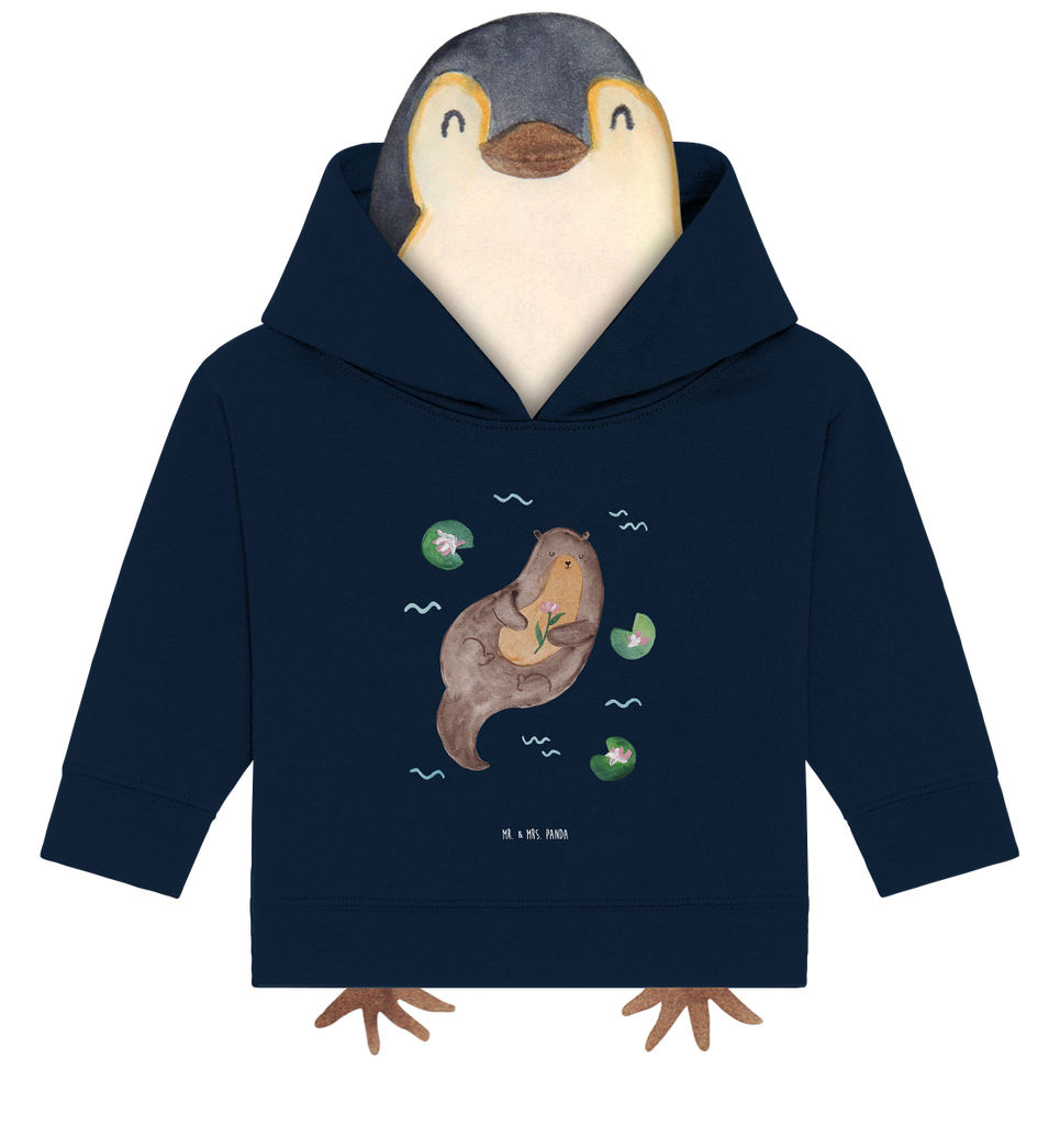 Organic Baby Hoodie Otter Seerose Baby Kapuzenshirt, Baby Kapuzensweatshirt, Baby Hoodie, Baby Pullover, Otter, Fischotter, Seeotter, Otter Seeotter See Otter