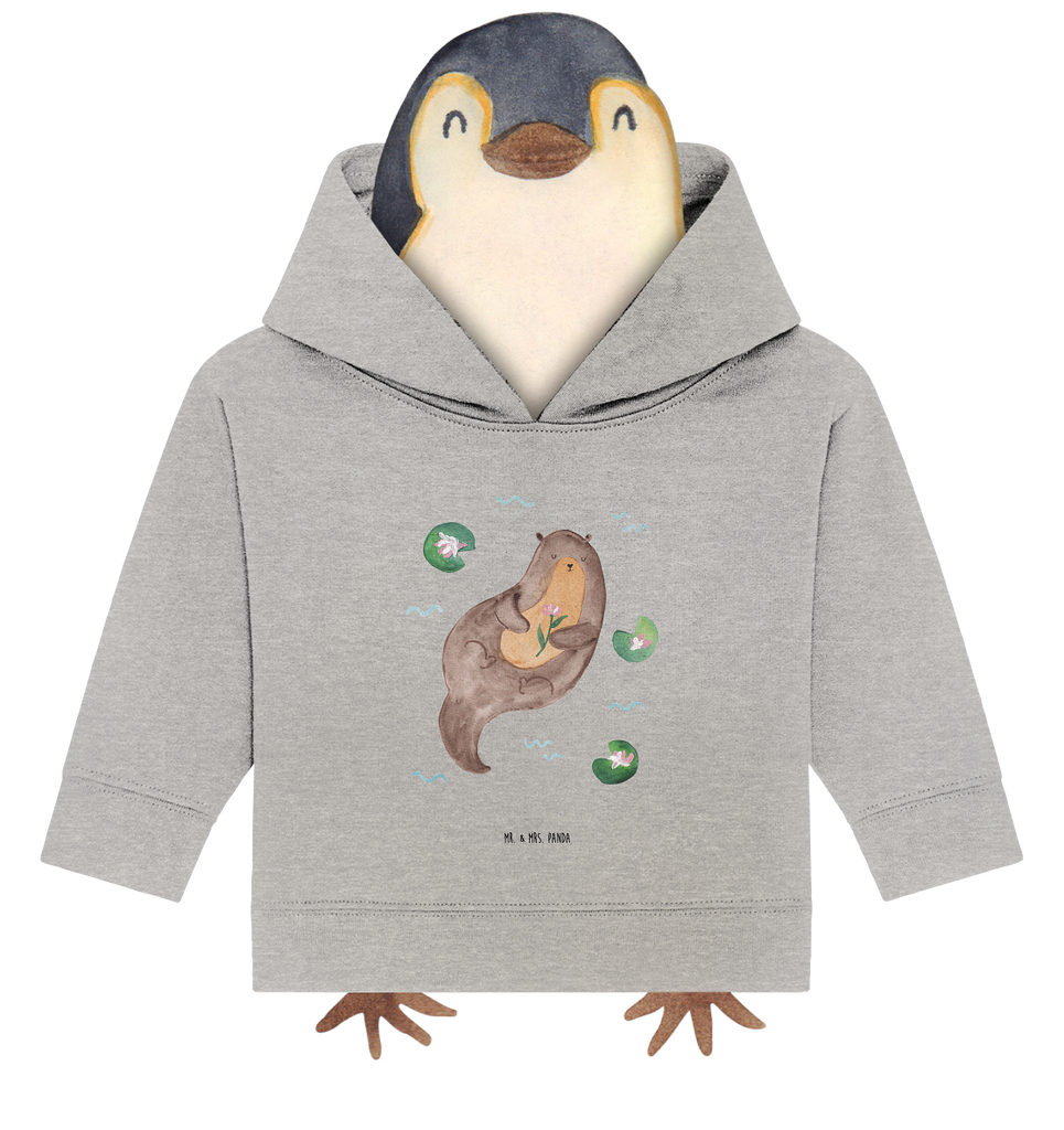 Organic Baby Hoodie Otter Seerose Baby Kapuzenshirt, Baby Kapuzensweatshirt, Baby Hoodie, Baby Pullover, Otter, Fischotter, Seeotter, Otter Seeotter See Otter