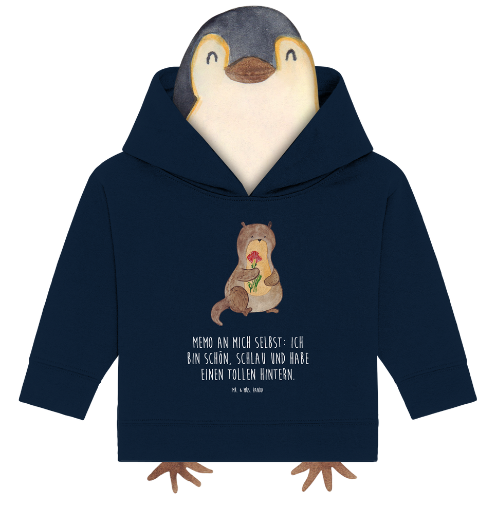 Organic Baby Hoodie Otter Blumenstrauß Baby Kapuzenshirt, Baby Kapuzensweatshirt, Baby Hoodie, Baby Pullover, Otter, Fischotter, Seeotter, Otter Seeotter See Otter