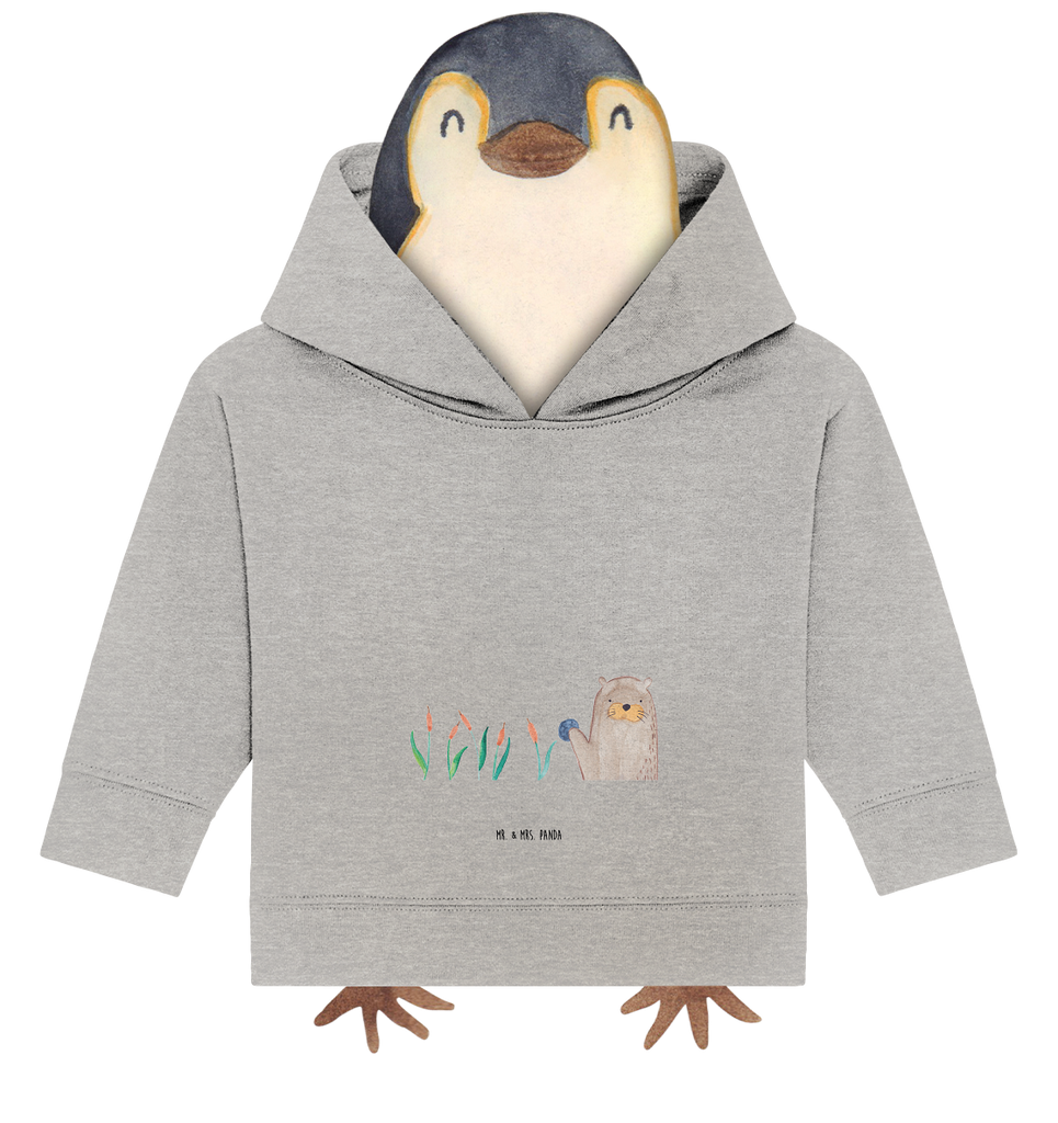 Organic Baby Hoodie Otter Stein Baby Kapuzenshirt, Baby Kapuzensweatshirt, Baby Hoodie, Baby Pullover, Otter, Fischotter, Seeotter, Otter Seeotter See Otter