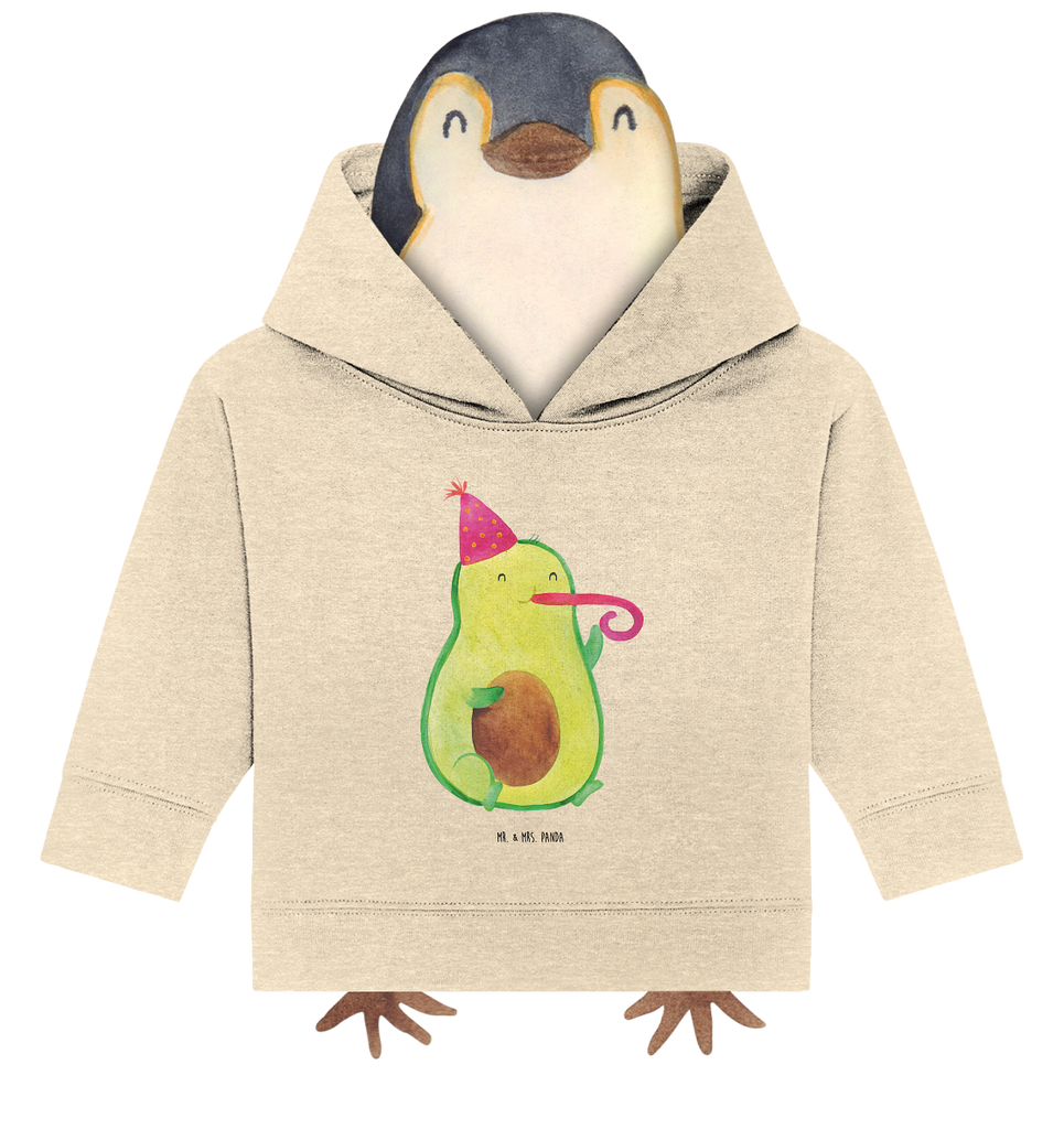 Organic Baby Hoodie Avocado Feier Baby Kapuzenshirt, Baby Kapuzensweatshirt, Baby Hoodie, Baby Pullover, Avocado, Veggie, Vegan, Gesund, Party, Feierlichkeit, Feier, Fete, Geburtstag, Gute Laune, Tröte