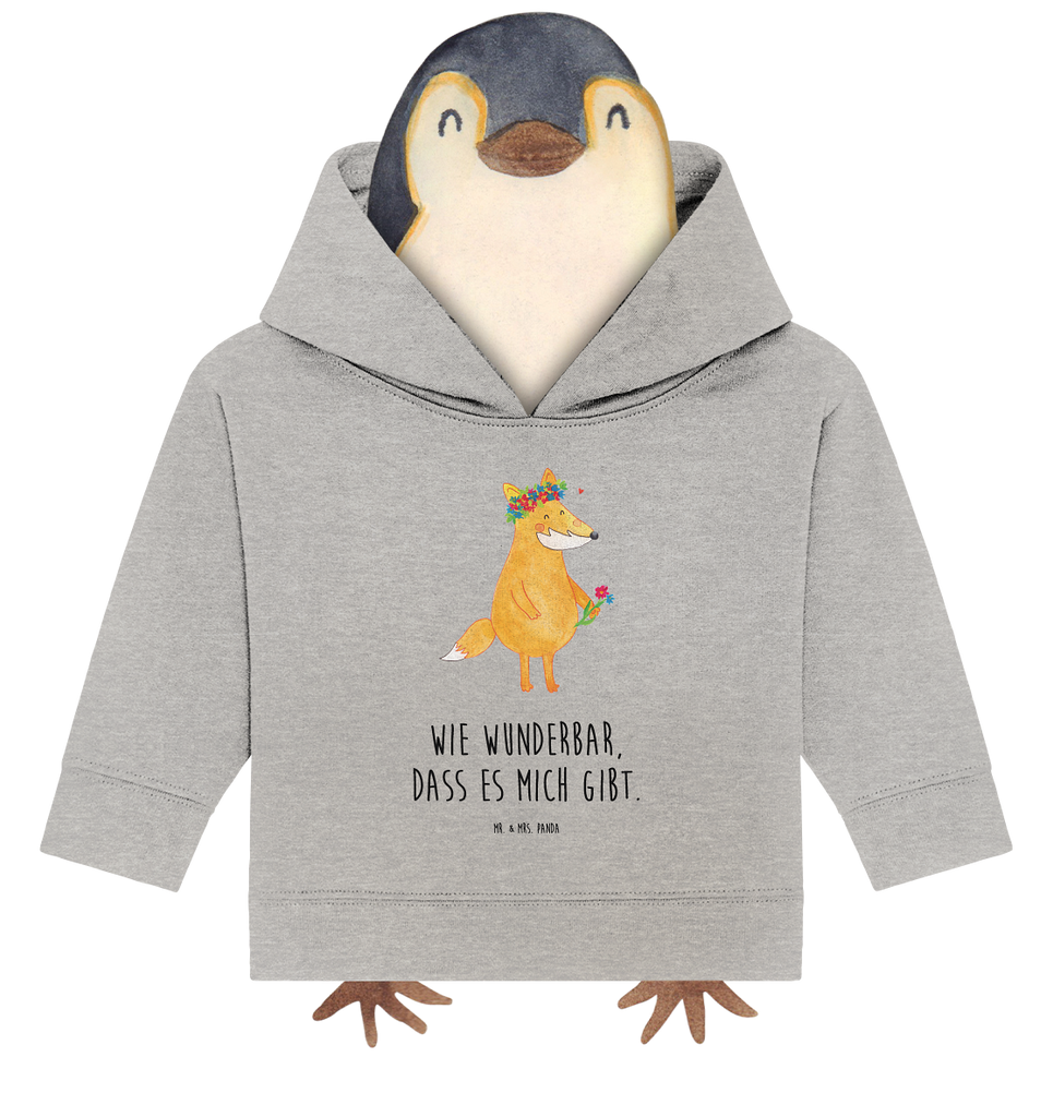 Organic Baby Hoodie Fuchs Blumen Baby Kapuzenshirt, Baby Kapuzensweatshirt, Baby Hoodie, Baby Pullover, Fuchs, Füchse, Fox, Liebe, Freundin, Fuchsmädchen, Blumenmädchen, Freundinnen, Liebesbeweis, Blume, Blumen, Motivation, Freude, ich, mich, Selbstliebe