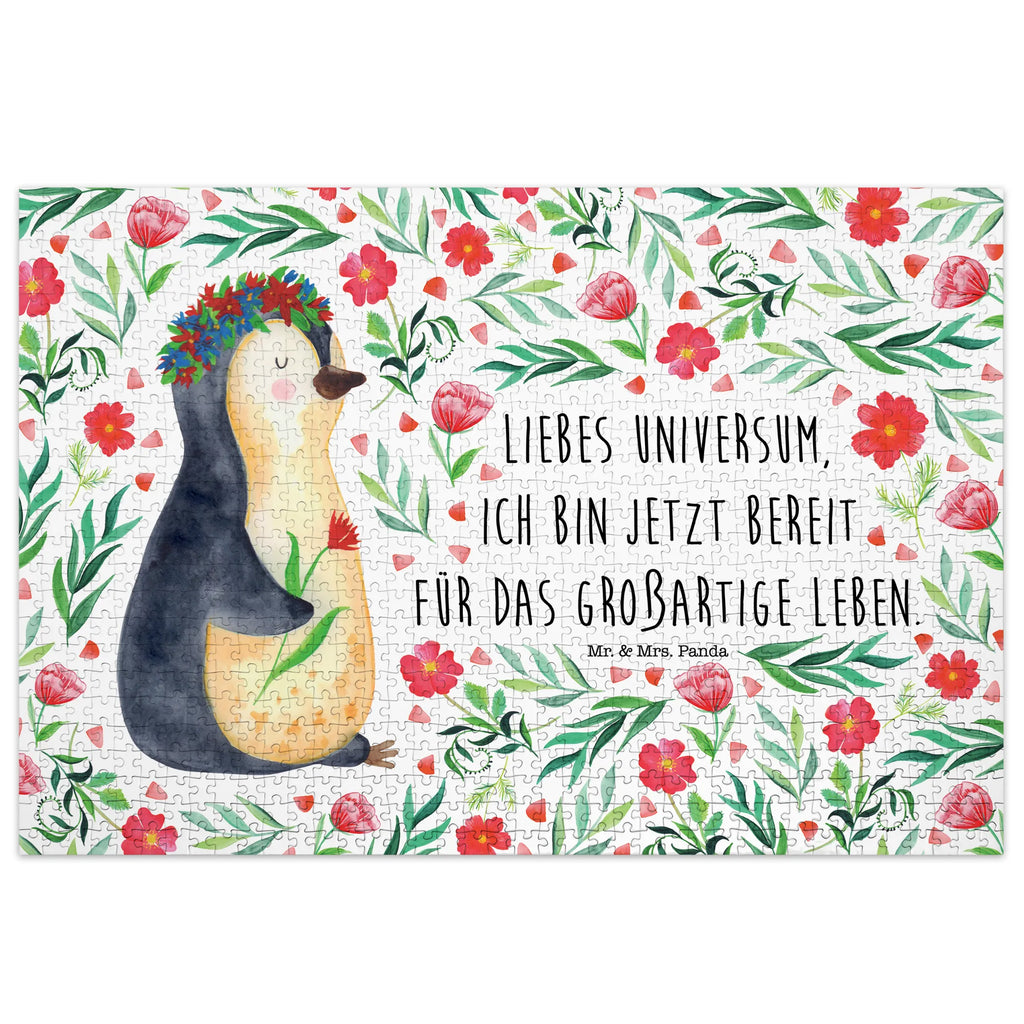 551 Teile Puzzle Pinguin Blumenkranz Puzzle 551, puzzeln, Legespiel, Puzzlespiel, Pinguin, Pinguine, Blumenkranz, Universum, Leben, Wünsche, Ziele, Lebensziele, Motivation, Lebenslust, Liebeskummer, Geschenkidee