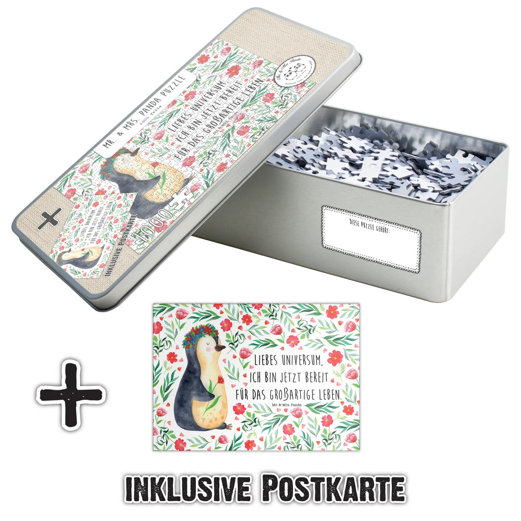 1500 Teile Puzzle Pinguin Blumenkranz Puzzle 1500, puzzeln, Legespiel, Puzzlespiel, Pinguin, Pinguine, Blumenkranz, Universum, Leben, Wünsche, Ziele, Lebensziele, Motivation, Lebenslust, Liebeskummer, Geschenkidee