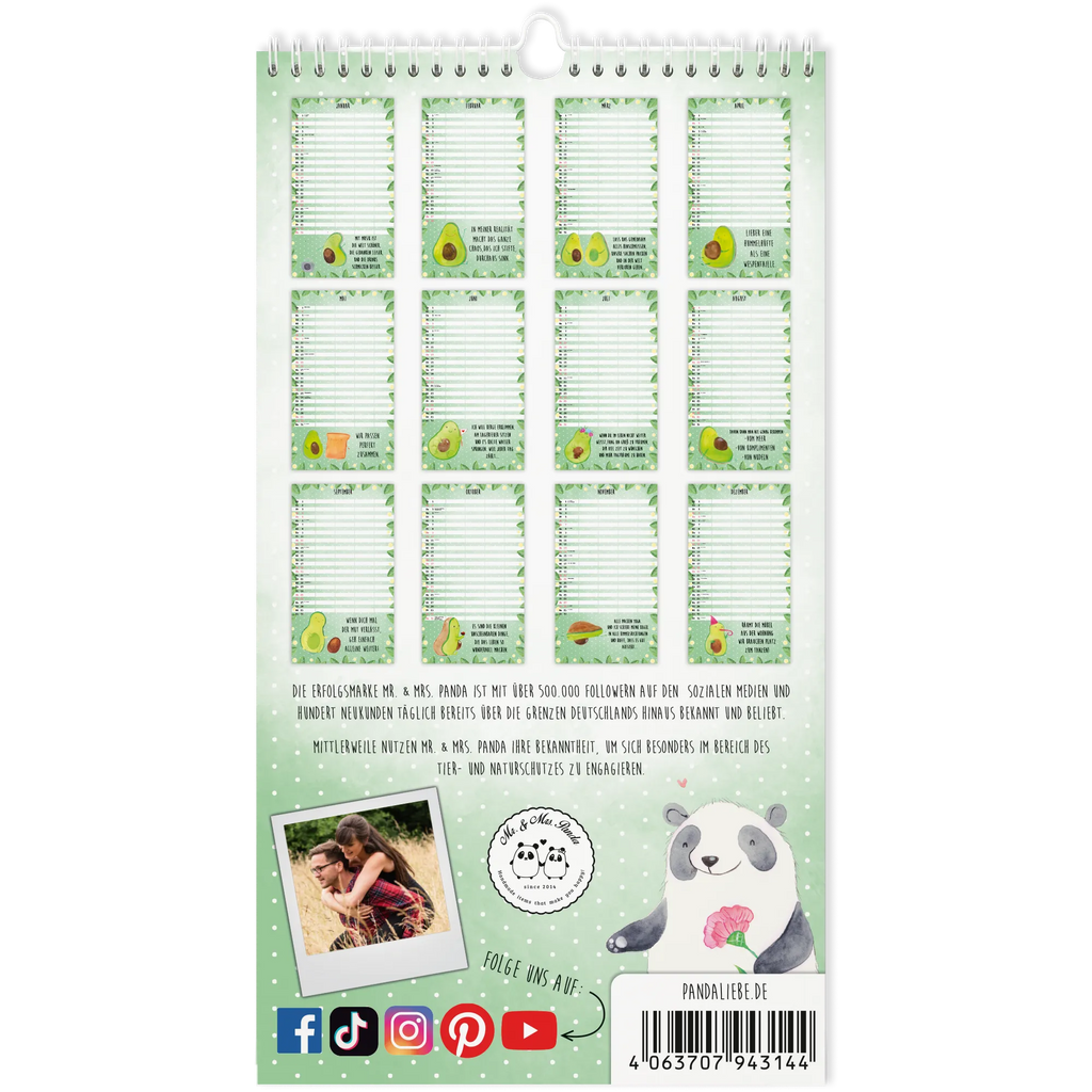 Familienkalender 2025 Avocado Collection Familienplaner, Kalender, Jahreskalender, Terminplaner, Kalender mit Feiertagen, Avocado, Veggie, Vegan, Gesund