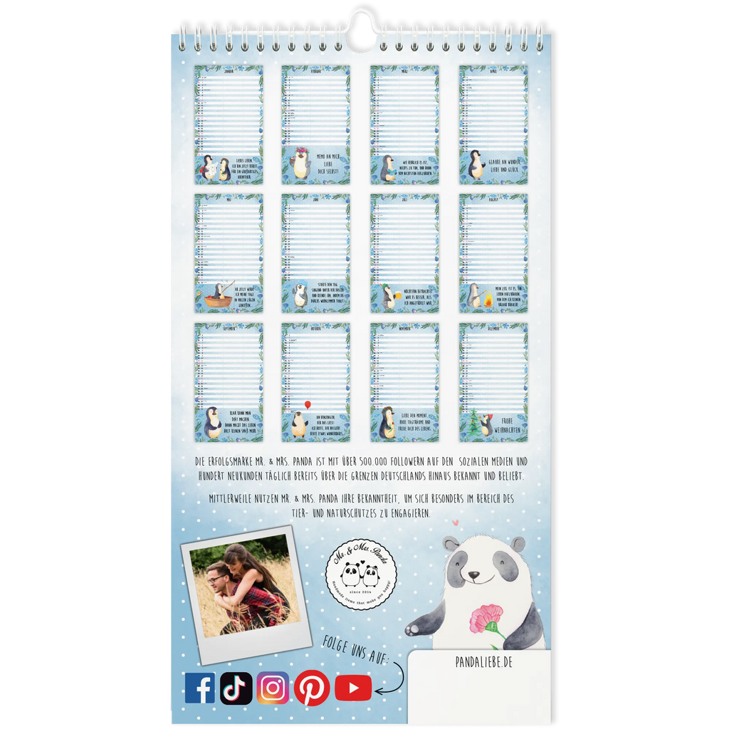 Partnerkalender 2025 Pinguin Collection Kalender, Kalender für Paare, Jahreskalender, gemeinsamer Kalender, Kalender für zwei, Wandkalender, Pinguin