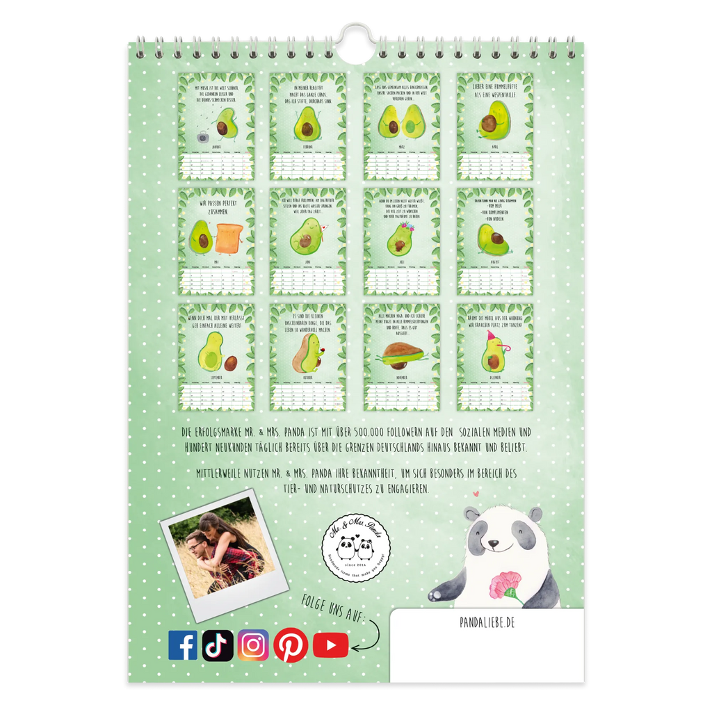 A4 Wandkalender 2025 Avocado Collection Kalender, Jahreskalender, Terminplaner, Kalender mit Feiertagen, Küchenkalender, Avocado, Veggie, Vegan, Gesund