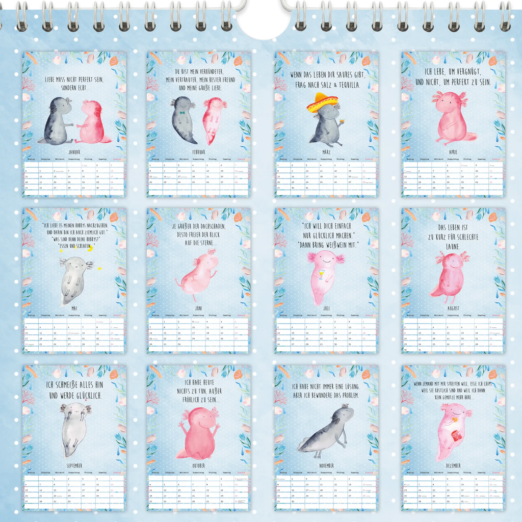 A4 Wandkalender 2025 Axolotl Collection Kalender, Jahreskalender, Terminplaner, Kalender mit Feiertagen, Küchenkalender, Axolotl, Molch