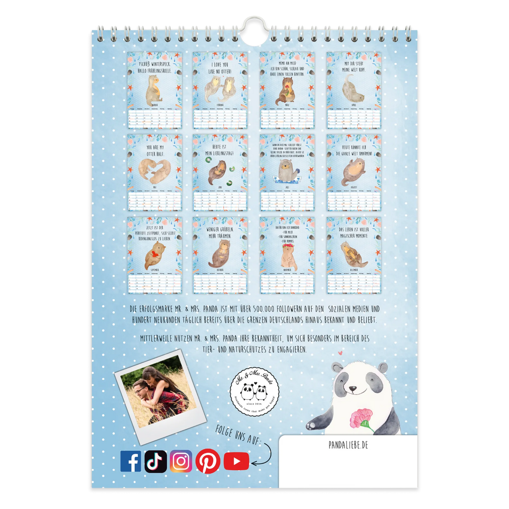 A4 Wandkalender 2025 Otter Collection Kalender, Jahreskalender, Terminplaner, Kalender mit Feiertagen, Küchenkalender, Otter, Fischotter, Seeotter