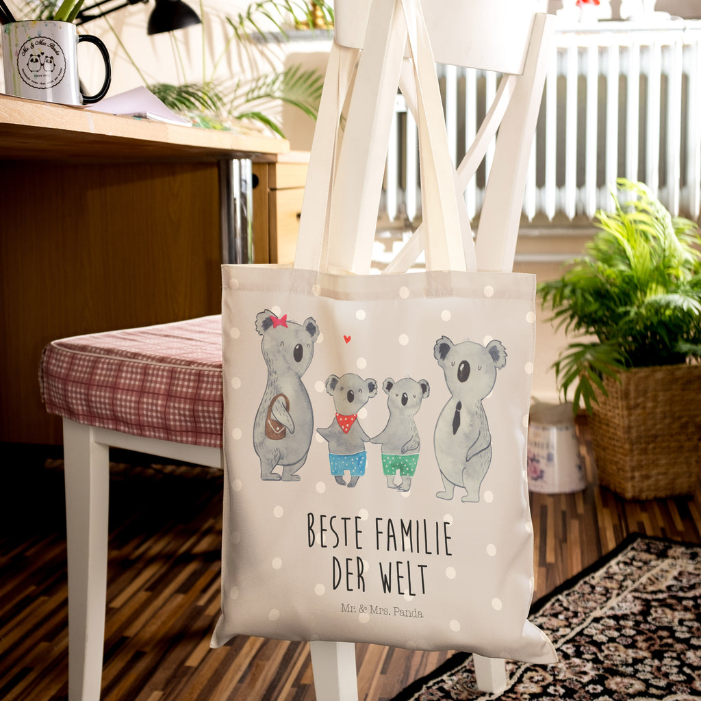 Einkaufstasche Koala Familie zwei Tragetasche, Tasche, Beutel, Stofftasche, Baumwolltasche, Umhängetasche, Shopper, Einkaufstasche, Beuteltasche, Familie, Vatertag, Muttertag, Bruder, Schwester, Mama, Papa, Oma, Opa, Koala, Koalabär, beste Familie, Familienzeit, Familienleben, Koalafamilie, Lieblingsfamilie