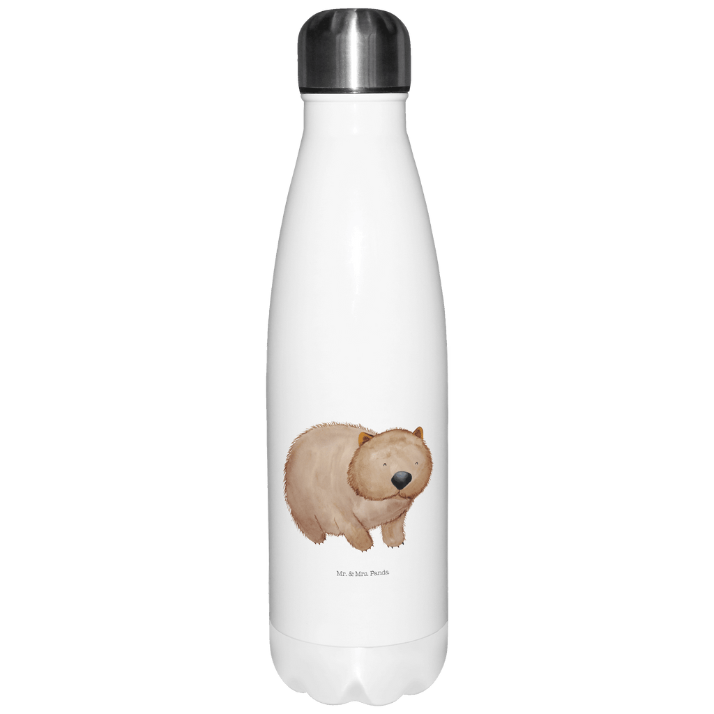 Thermosflasche Wombat Isolierflasche, Thermoflasche, Trinkflasche, Thermos, Edelstahl, Tiermotive, Gute Laune, lustige Sprüche, Tiere, Wombat, Das Leben ist schön, Motivation, Spruch, Australien