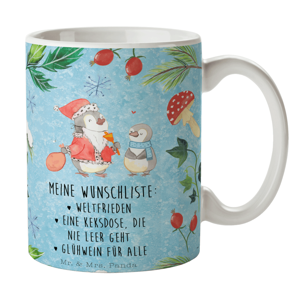 Tasse Pinguin Wunschliste Tasse, Kaffeetasse, Teetasse, Becher, Kaffeebecher, Teebecher, Keramiktasse, Porzellantasse, Büro Tasse, Geschenk Tasse, Tasse Sprüche, Tasse Motive, Kaffeetassen, Tasse bedrucken, Designer Tasse, Cappuccino Tassen, Schöne Teetassen, Winter, Weihnachten, Weihnachtsdeko, Nikolaus, Advent, Heiligabend, Wintermotiv