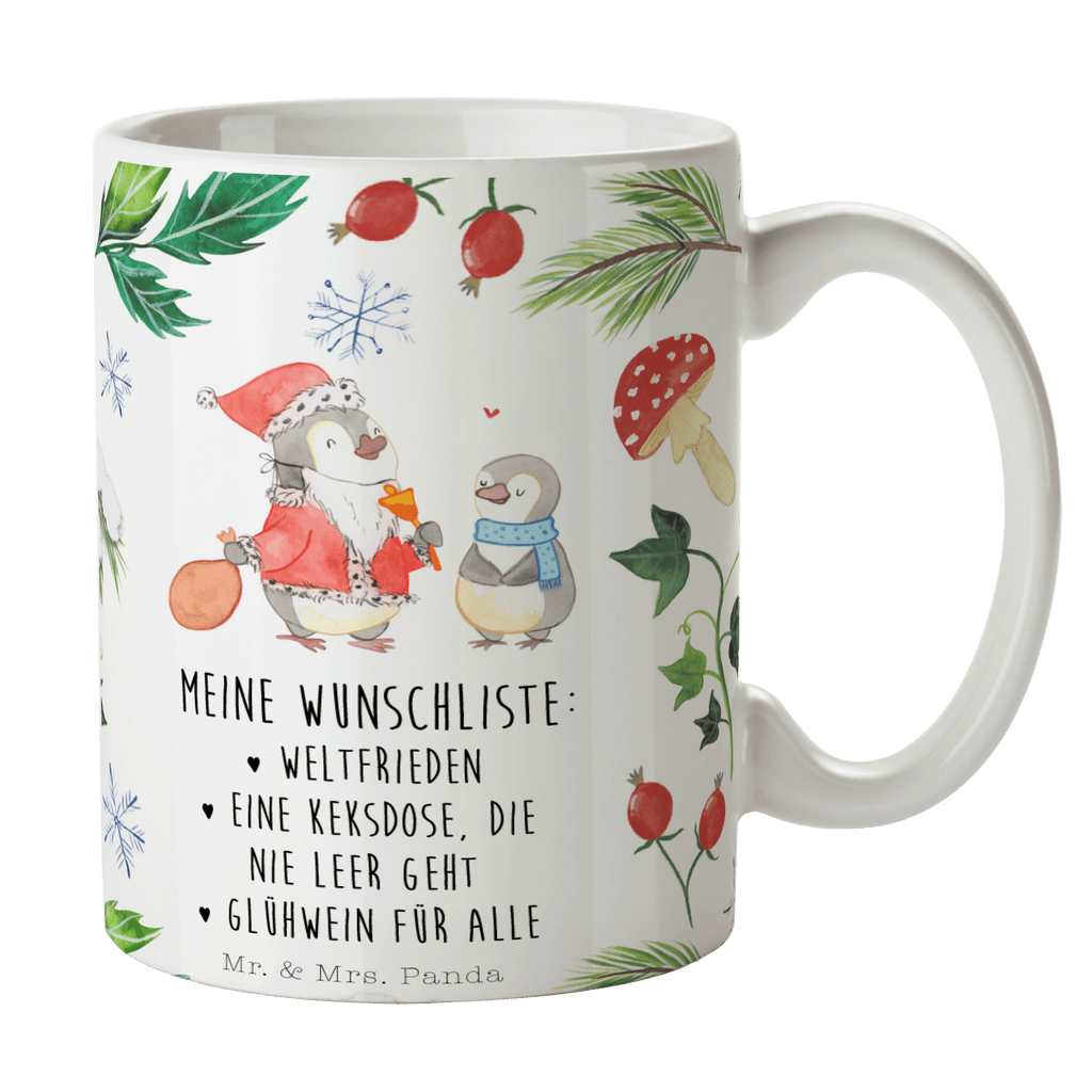 Tasse Pinguin Wunschliste Tasse, Kaffeetasse, Teetasse, Becher, Kaffeebecher, Teebecher, Keramiktasse, Porzellantasse, Büro Tasse, Geschenk Tasse, Tasse Sprüche, Tasse Motive, Kaffeetassen, Tasse bedrucken, Designer Tasse, Cappuccino Tassen, Schöne Teetassen, Winter, Weihnachten, Weihnachtsdeko, Nikolaus, Advent, Heiligabend, Wintermotiv