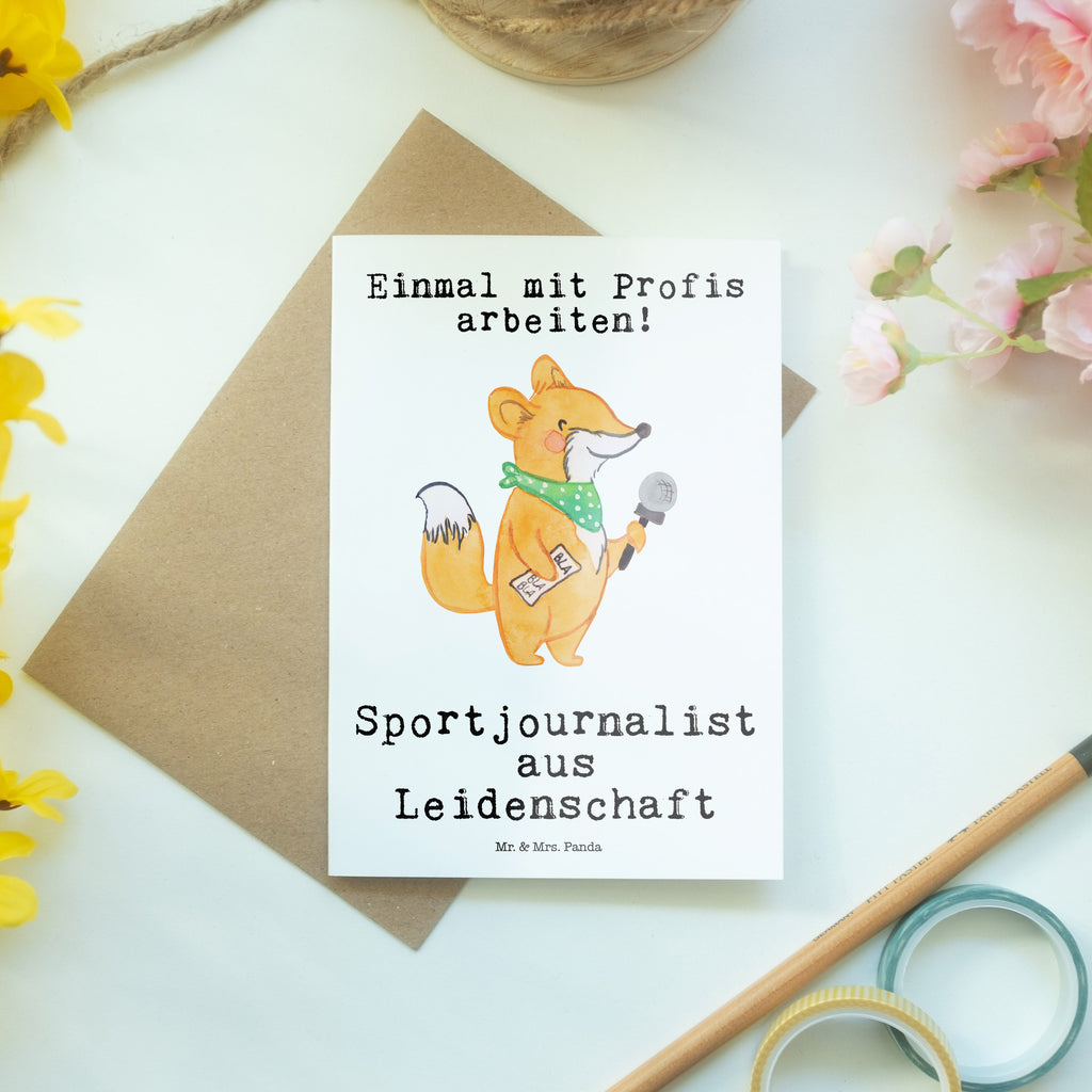 Grußkarte Sportjournalist aus Leidenschaft Grußkarte, Klappkarte, Einladungskarte, Glückwunschkarte, Hochzeitskarte, Geburtstagskarte, Karte, Ansichtskarten, Beruf, Ausbildung, Jubiläum, Abschied, Rente, Kollege, Kollegin, Geschenk, Schenken, Arbeitskollege, Mitarbeiter, Firma, Danke, Dankeschön, Sportjournalist, Journalist, Reporter, Redakteur, Pressebüro, Studium