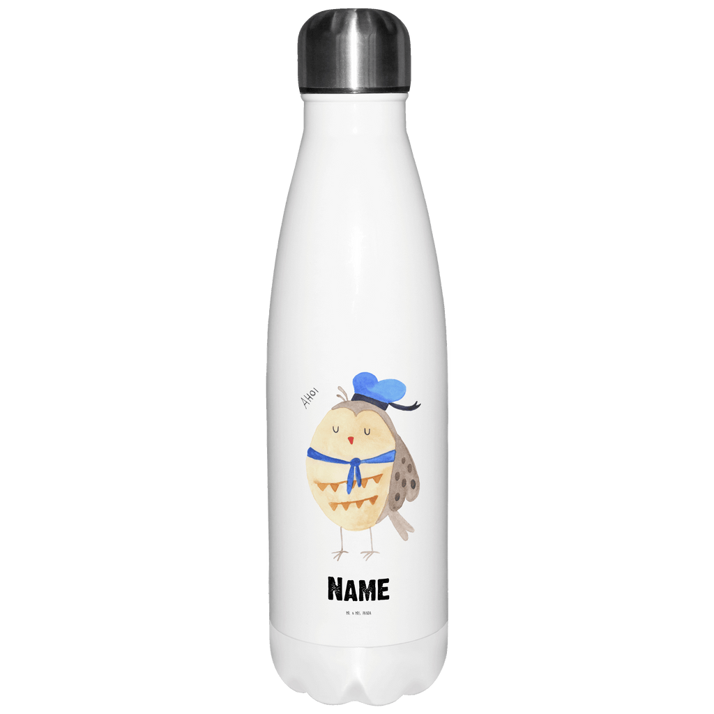 Personalisierte Thermosflasche Eule Matrosen Personalisierte Isolierflasche, Personalisierte Thermoflasche, Personalisierte Trinkflasche, Trinkflasche Mit Namen, Wunschname, Bedrucken, Namensflasche, Eule, Eule Spruch, Eule Deko, Owl, Wortspiel lustig, Matrose, Freundin, Ehe, Seefahrer, Heimathafen, Hochzeitstag Geschenk